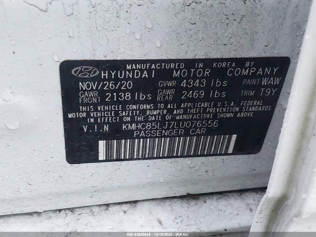 KMHC85LJ7LU076556 Hyundai Ioniq Electric Limited