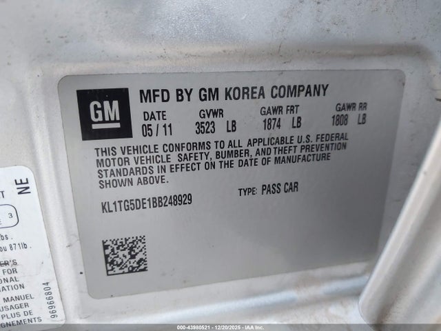 2011 CHEVROLET AVEO KL1TG5DE1BB248929 Photo 8