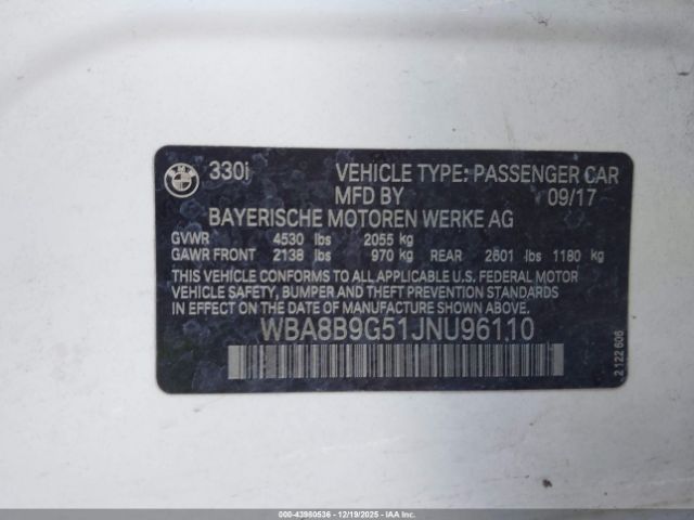 2018 BMW 330I WBA8B9G51JNU96110 Photo 8