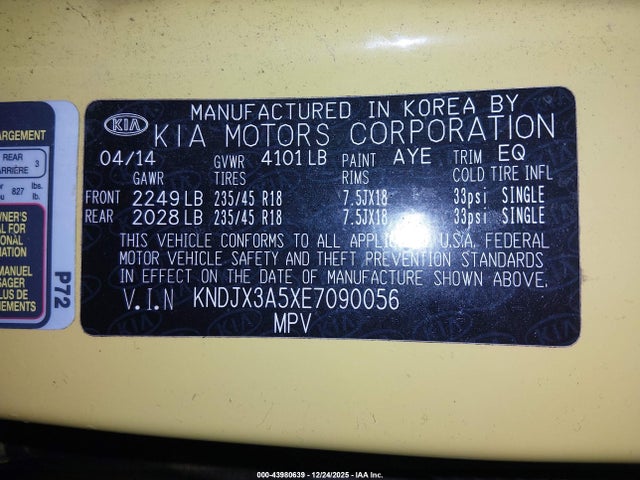 KIA Soul ! 2014 KNDJX3A5XE7090056 Image 9