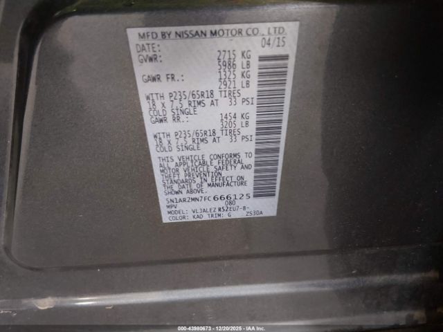 2015 NISSAN PATHFINDER 5N1AR2MN7FC666125 Photo 8