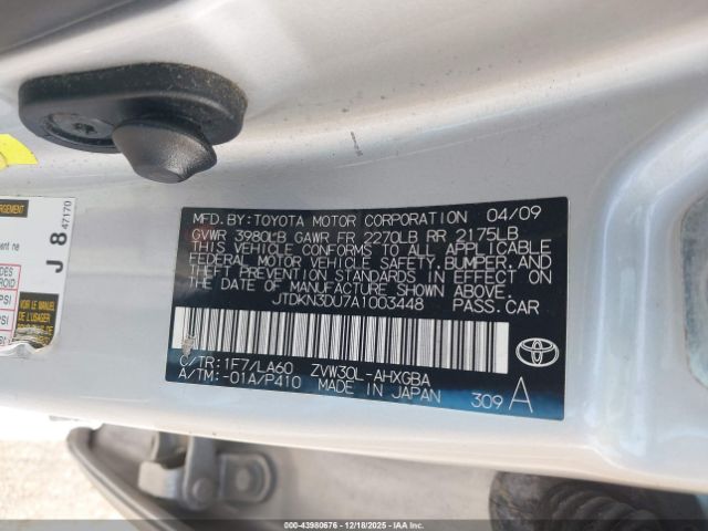 2010 TOYOTA PRIUS JTDKN3DU7A1003448 Photo 8