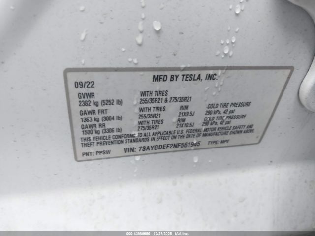 2022 TESLA MODEL Y 7SAYGDEF2NF561945 Photo 8