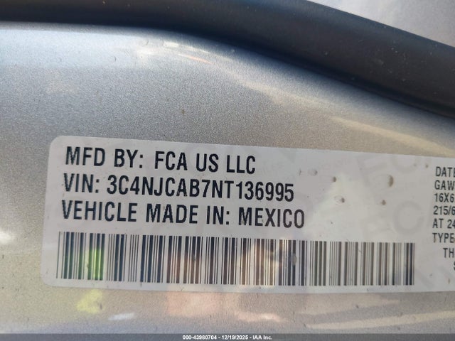3C4NJCAB7NT136995 Jeep Compass Sport Fwd
