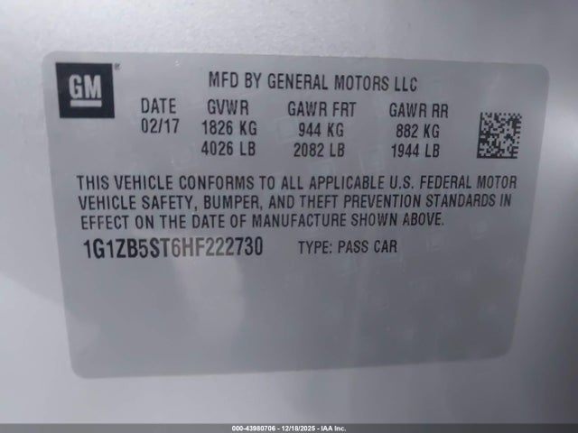 1G1ZB5ST6HF222730 Chevrolet MALIBU LS