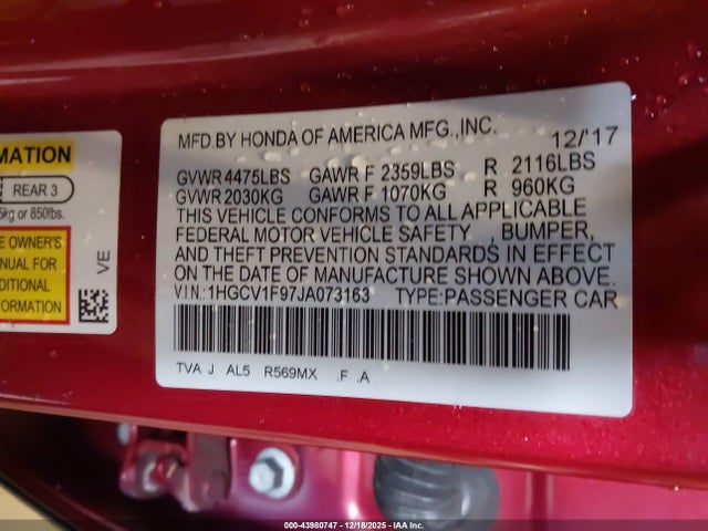 1HGCV1F97JA073163 Honda Accord Touring