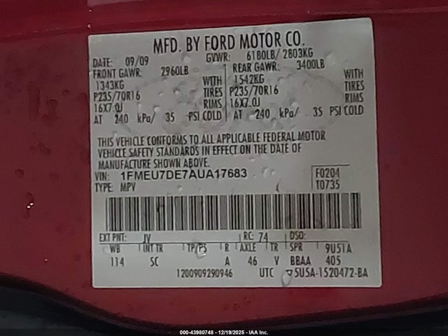 2010 FORD EXPLORER 1FMEU7DE7AUA17683 Photo 8
