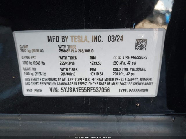 2024 TESLA MODEL S 5YJSA1E55RF537056 Photo 8