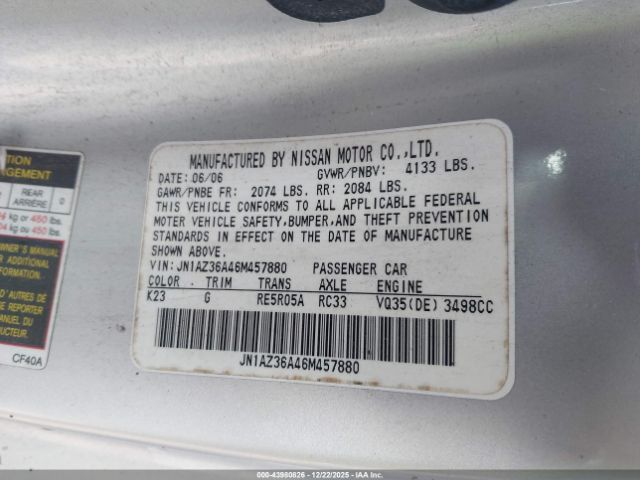 2006 NISSAN 350Z JN1AZ36A46M457880 Photo 8