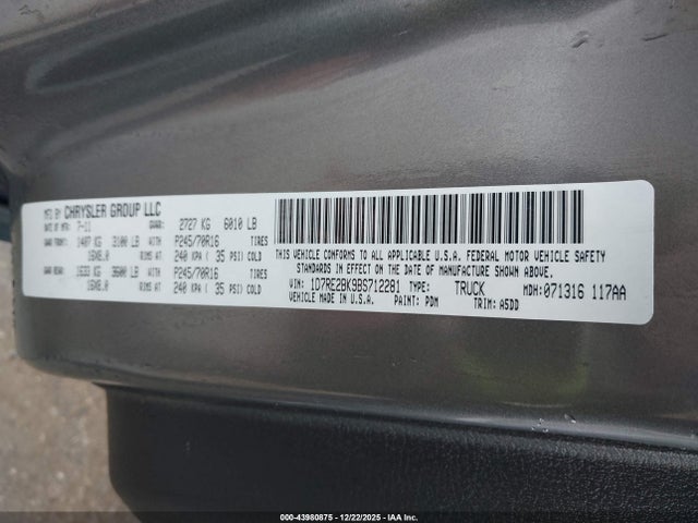 Aukcja sprzedaży 2011 Ram Dakota St, vin: 1D7RE2BK9BS712281, numer aukcji: 43980875