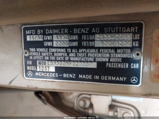 1987 MERCEDES-BENZ 300 WDBEB93D0HF027337 Photo 8