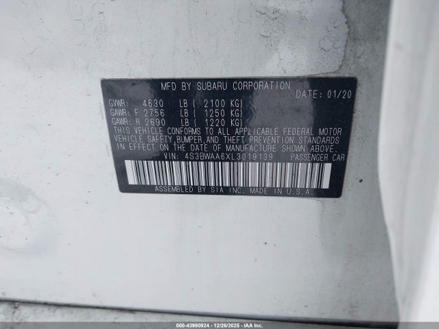 4S3BWAA6XL3019139 Subaru Legacy