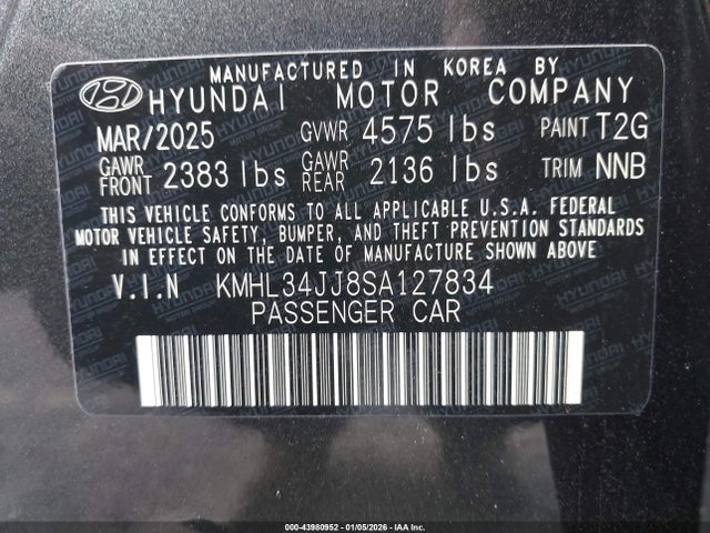 KMHL34JJ8SA127834 Hyundai Sonata Hybrid Sel