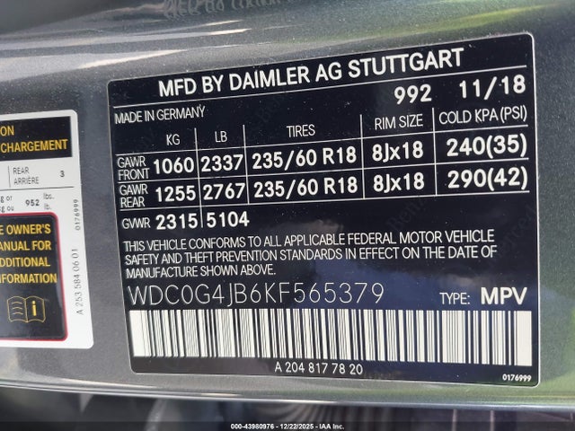 2019 MERCEDES-BENZ GLC 300 WDC0G4JB6KF565379 Photo 8