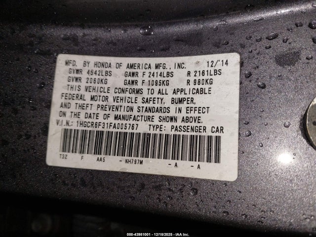 1HGCR6F31FA005767 Honda ACCORD HYBRID