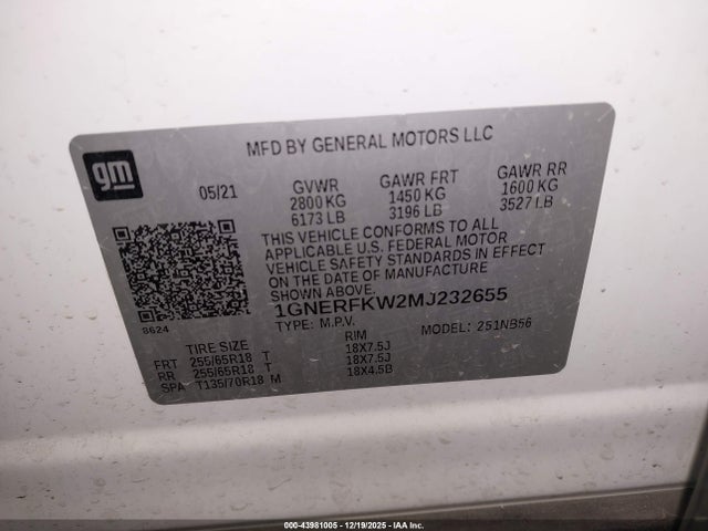 Продаж на аукціоні авто 2021 Chevrolet Traverse Fwd Ls, vin: 1GNERFKW2MJ232655, номер лоту: 43981005