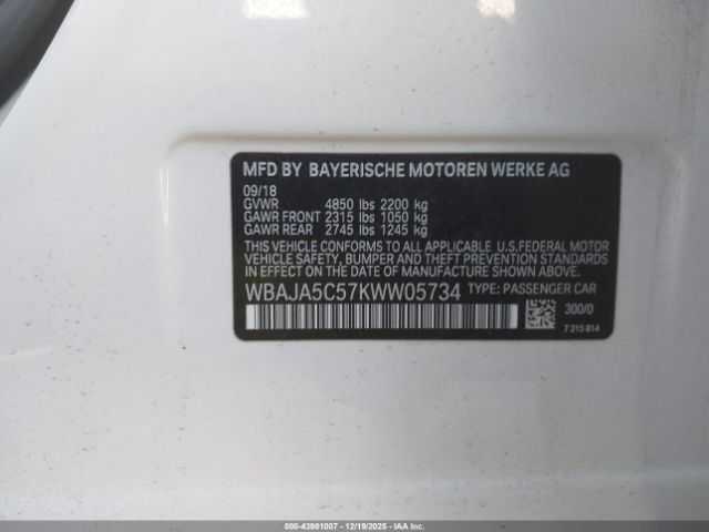 2019 BMW 530I WBAJA5C57KWW05734 Photo 8