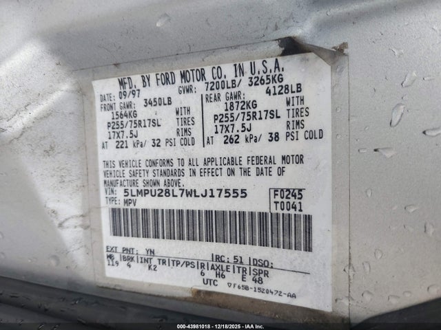 1998 LINCOLN NAVIGATOR 5LMPU28L7WLJ17555 Photo 8