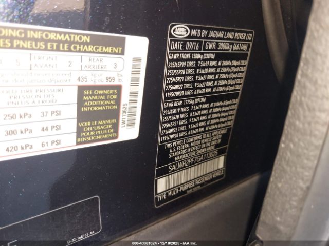 2016 LAND ROVER RANGE ROVER SPORT SALWR2PF7GA113625 Photo 8