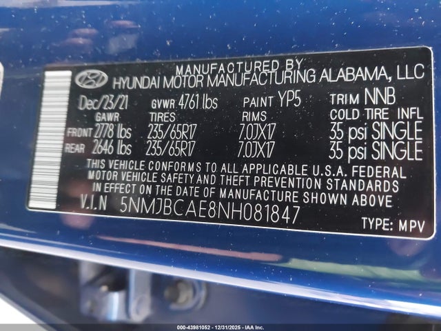 Hyundai TUCSON SEL 2022 5NMJBCAE8NH081847 Image 9