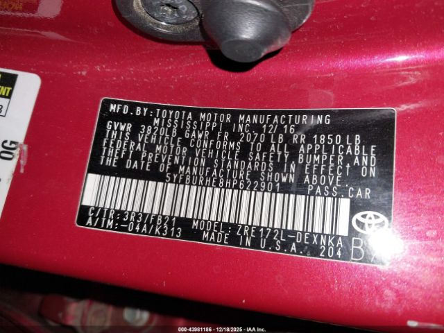 2017 TOYOTA COROLLA 5YFBURHE8HP622901 Photo 8