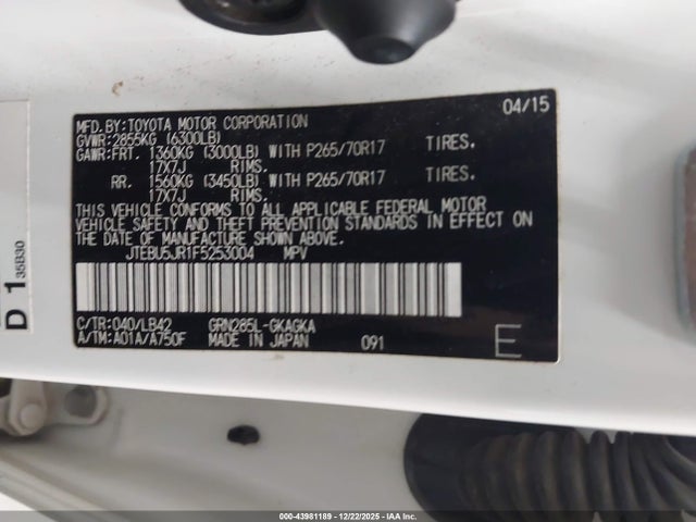 JTEBU5JR1F5253004 Toyota 4runner Sr5 Premium