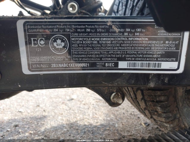 2014 CAN-AM SPYDER ROADSTER 2BXNABC1XEV000921 Photo 9
