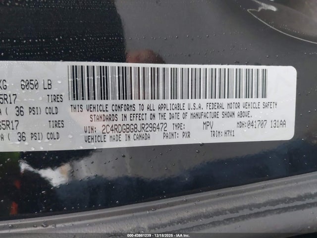 2C4RDGBG8JR296472 Dodge Grand Caravan Se