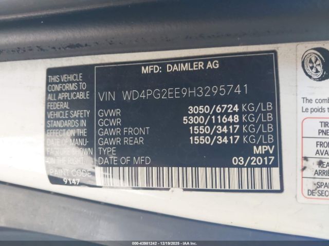 2017 MERCEDES-BENZ METRIS WD4PG2EE9H3295741 Photo 8