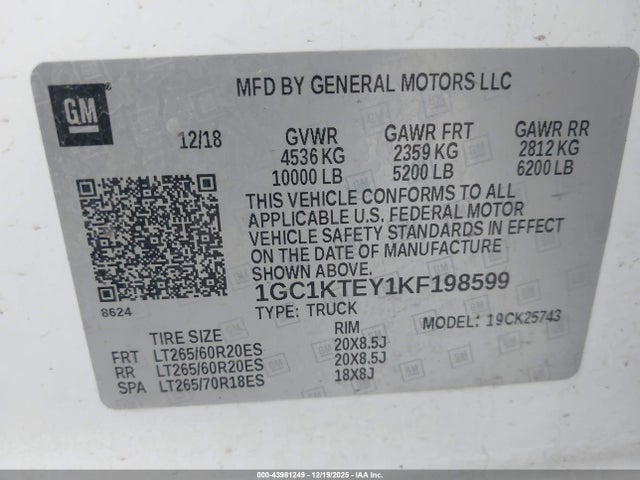1GC1KTEY1KF198599 Chevrolet Silverado 2500hd Ltz