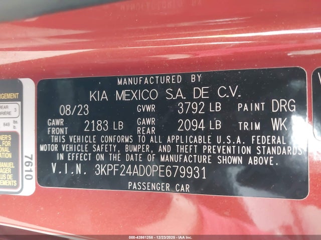 KIA Forte Lxs 2023 3KPF24AD0PE679931 Image 9