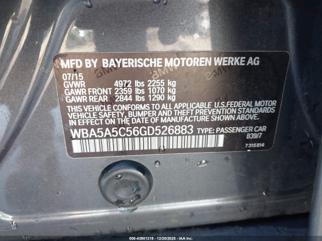 BMW 528I 2016 WBA5A5C56GD526883 Image 9