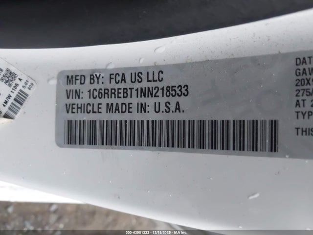 1C6RREBT1NN218533 RAM 1500 Big Horn 4x2 6&#039;4 Box