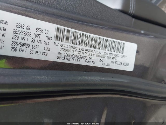 2019 DODGE DURANGO 1C4RDHDG4KC839619 Photo 8