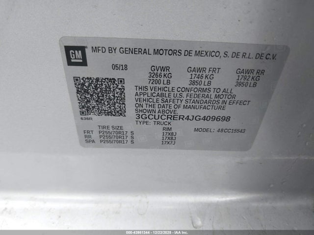 Chevrolet Silverado 1500 1lt 2018 3GCUCRER4JG409698 Image 9