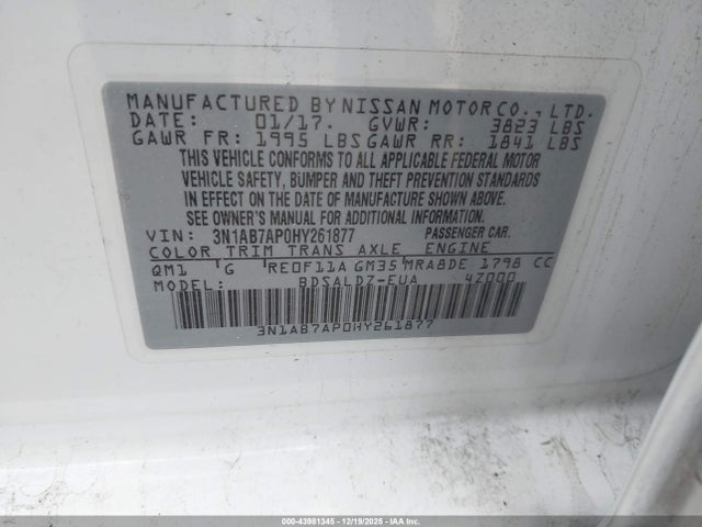 Nissan SENTRA SV 2017 3N1AB7AP0HY261877 Image 9