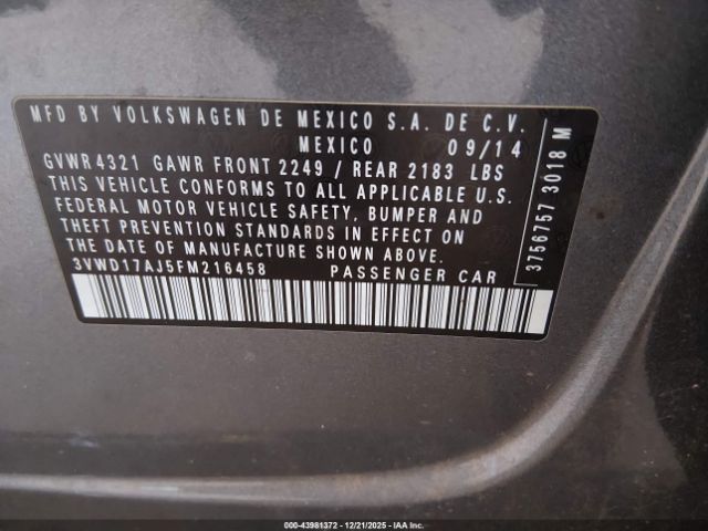 2015 VOLKSWAGEN JETTA 3VWD17AJ5FM216458 Photo 8
