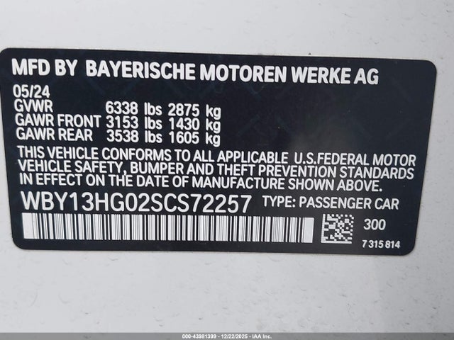 WBY13HG02SCS72257 BMW I5 Xdrive40