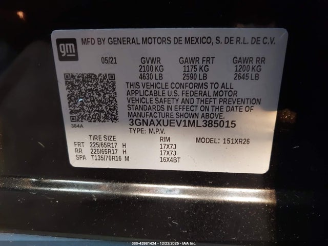 Chevrolet Equinox Awd Lt 2021 3GNAXUEV1ML385015 Image 9