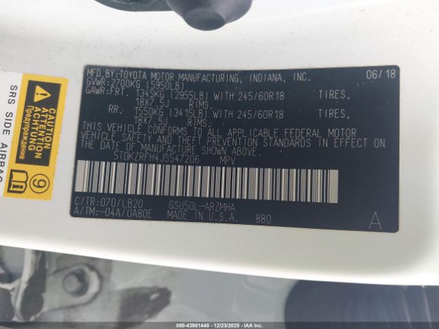 2018 TOYOTA HIGHLANDER 5TDKZRFH4JS547206 Photo 8