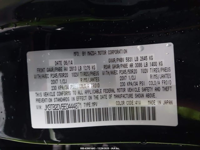 Mazda Cx-9 Grand Touring 2014 JM3TB2DV5E0444871 Image 9