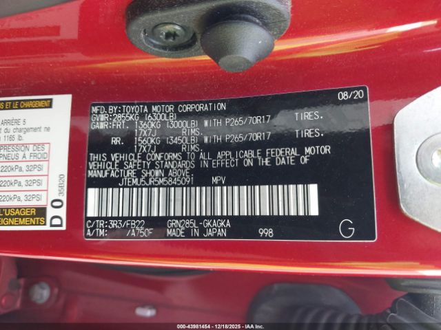 2021 TOYOTA 4RUNNER JTEMU5JR5M5845091 Photo 8