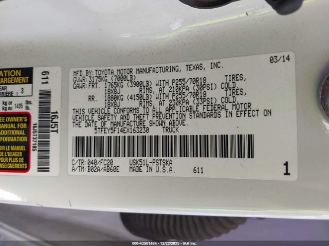 2014 TOYOTA TUNDRA 5TFEY5F14EX163230 Photo 8