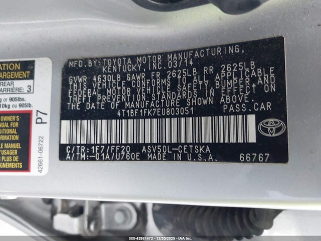 Toyota CAMRY SE 2014 4T1BF1FK7EU803051 Image 9