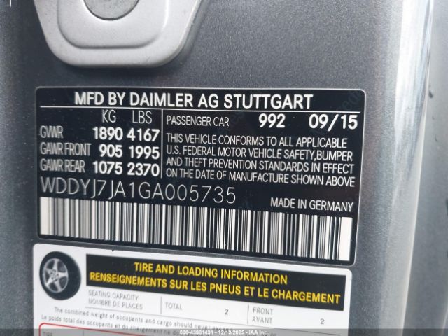 2016 MERCEDES-BENZ GT S AMG WDDYJ7JA1GA005735 Photo 8