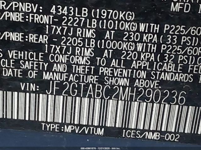 2021 SUBARU CROSSTREK JF2GTABC2MH290236 Photo 8