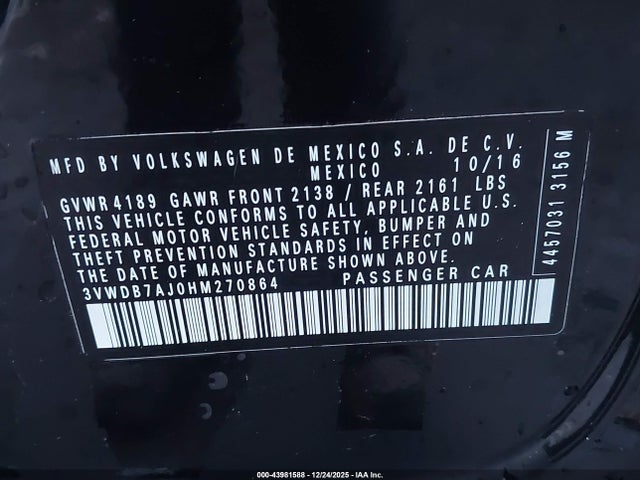 3VWDB7AJ0HM270864 Volkswagen Jetta 1.4t Se