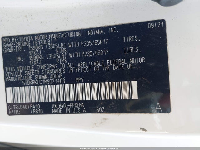 2021 TOYOTA SIENNA 5TDKRKEC1MS071403 Photo 8