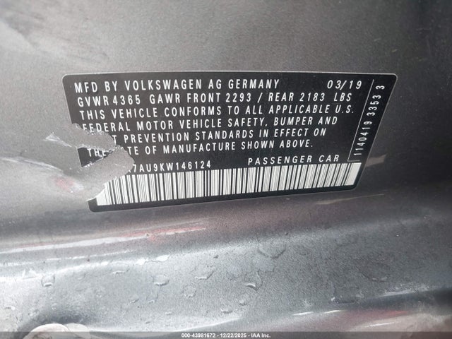 2019 VOLKSWAGEN GOLF R WVWWA7AU9KW146124 Photo 8