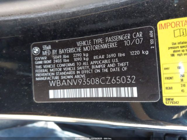 2008 BMW 535XI WBANV93508CZ65032 Photo 8